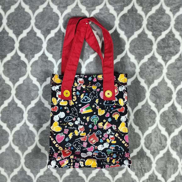 Disney Handbags - Disney Mickey Mouse Tote Bag Womens Black Red Multicolor Canvas Print